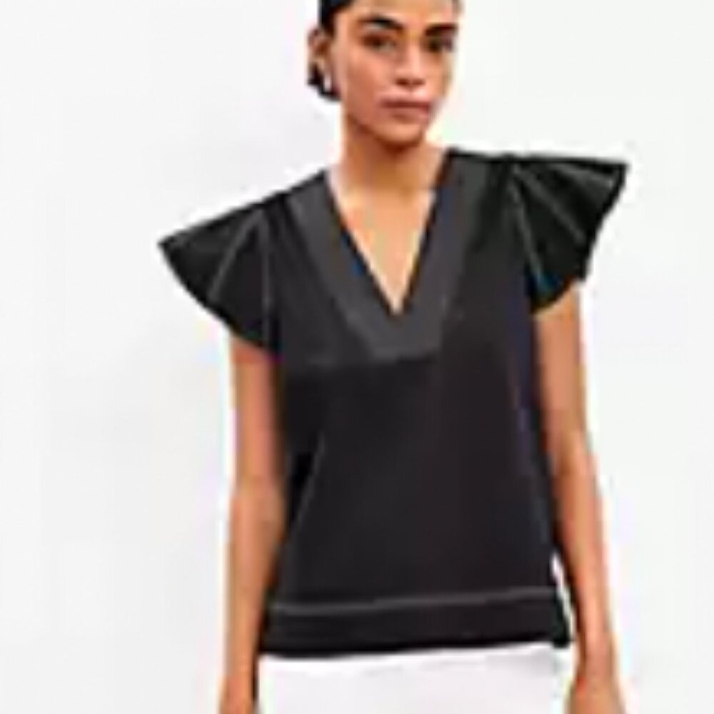 NWT LOFT stitched flutter sleeve top